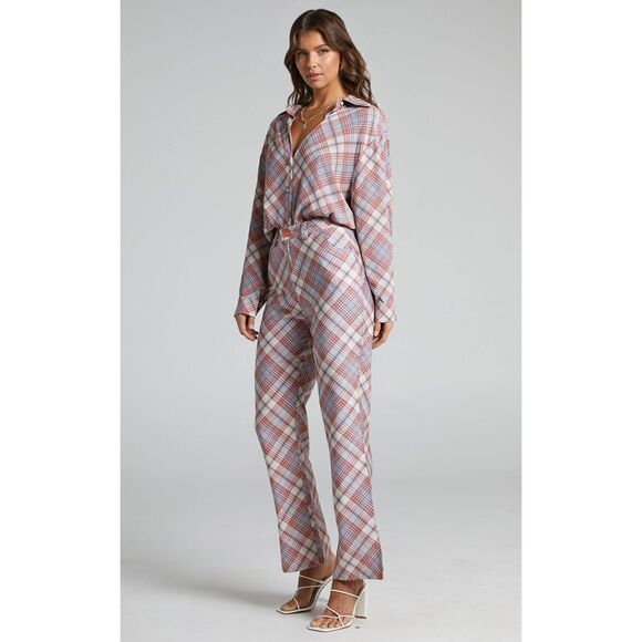 NEW Rolla’s PLAID BOOTCUT PANTS IN POMEGRANATE Size S - Picture 2 of 15